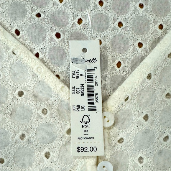 NWT Madewell Eyelet Shirt - Picture 6 of 10